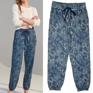 Anthropologie Saturday Sunday Knit Sweatpants Joggers Blue Leopard Size Small